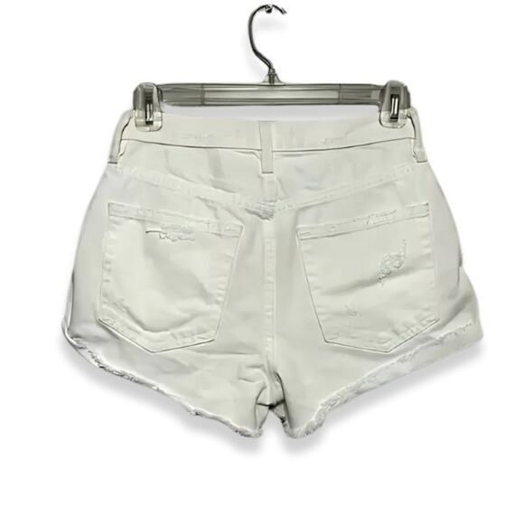 Free People Lasso Denim Short Distressed High Rise Buttoned White Women's 25 NWT - Picture 5 of 10